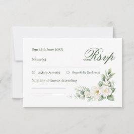 Elegant White Rose Wedding RSVP Card