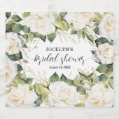 Elegant White Roses Bridal Shower スパークリングワインラベル (シングルラベル)