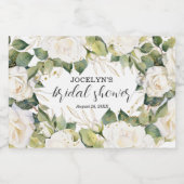 Elegant White Roses Bridal Shower スパークリングワインラベル (シングルラベル)