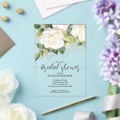 Elegant White Roses Bridal Shower Acrylic Invitati アクリル招待状 (インサイチュ (ウェディング))