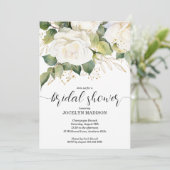 Elegant White Roses Bridal Shower Invitation 招待状 (スタンド正面)