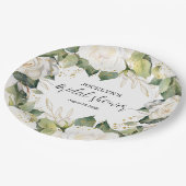 Elegant White Roses Bridal Shower Square ペーパープレート (アングル)