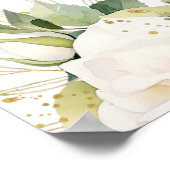 Elegant White Roses Bridal Shower Welcome ポスター (角)