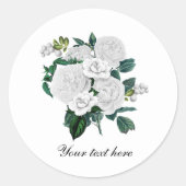 Elegant white roses customizable ラウンドシール (正面)