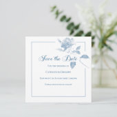 Elegant White Roses Dusty Blue Floral Wedding セーブザデート (スタンド正面)