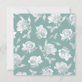Elegant White Roses Sage Green Floral Wedding セーブザデート (裏面)