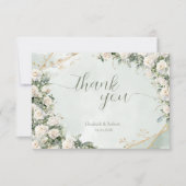 Elegant White Roses Wedding サンキューカード (正面)