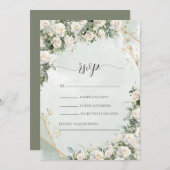 Elegant White Roses Wedding  招待状 (正面/裏面)