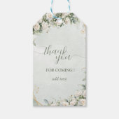 Elegant White Roses Wedding Thank You ギフトタグ (正面)