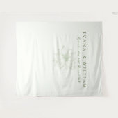 Elegant White Sage Green Backdrops banner タペストリー (正面(横))