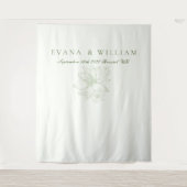 Elegant White Sage Green Backdrops banner タペストリー (正面)