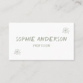 Elegant White & Sage Green Botanical Professional 名刺 (正面)