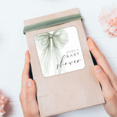 Elegant White Sage Green Bow Baby Shower スクエアシール