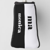 Elegant &white script monogram initial  ゴルフヘッドカバー (回転90)