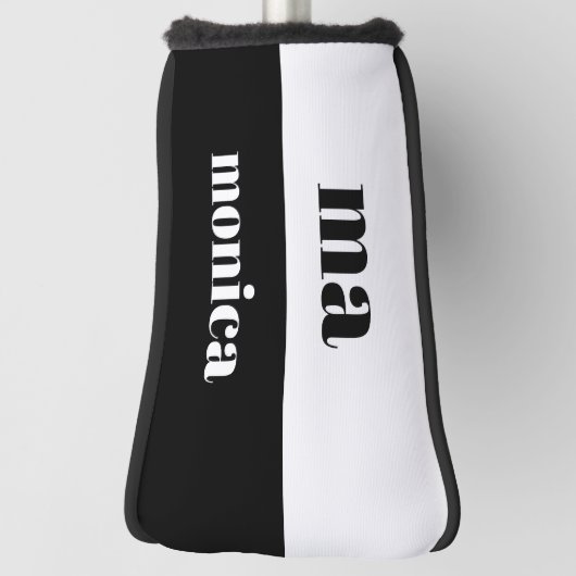 Elegant &white script monogram initial  ゴルフヘッドカバー (回転90)