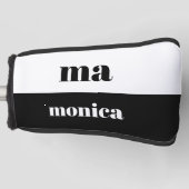 Elegant &white script monogram initial  ゴルフヘッドカバー (正面)