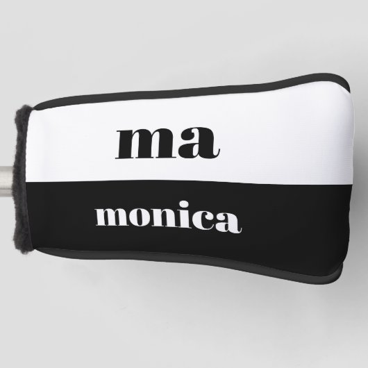 Elegant &white script monogram initial  ゴルフヘッドカバー (正面)