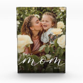 Elegant White Script Personalized Best Mom Ever フォトブロック (正面)