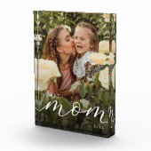 Elegant White Script Personalized Best Mom Ever フォトブロック (右)