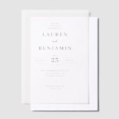 Elegant White Serif Wedding Invitation ベラム紙招待状 (オフセット)
