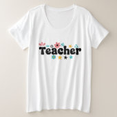 Elegant White Short Sleeve T-Shirt for Women プラスサイズTシャツ (デザイン正面)