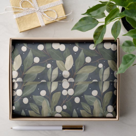 Elegant White Snowberry Holiday Tissue Paper  薄葉紙 (ギフト)