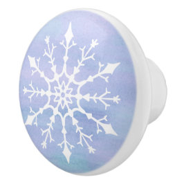 Elegant White Snowflake Christmas Holiday セラミックノブ