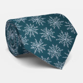 Elegant White Snowflakes on Teal Winter Pattern ネクタイ (ロール)