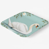 Elegant white swan floral blue ペーパープレート (傾斜あり)