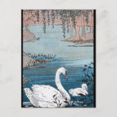 Elegant White Swan With Baby ポストカード (正面)