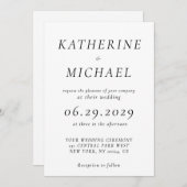 Elegant White Timeless Wedding Invitations 招待状 (正面/裏面)
