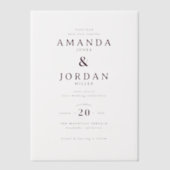 Elegant White Typographic ベラム紙招待状 (正面)