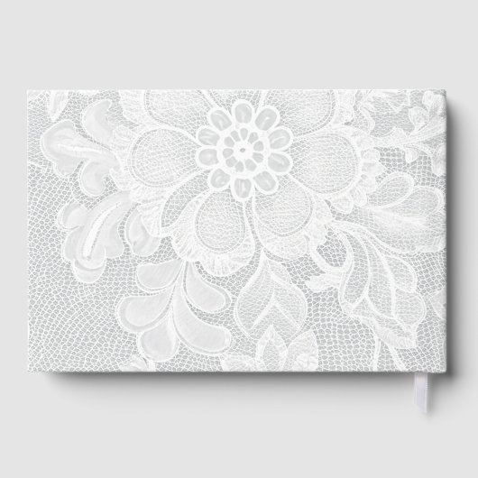 Elegant White Vintage Lace Wedding ゲストブック (裏面)
