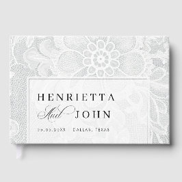 Elegant White Vintage Lace Wedding ゲストブック