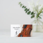 Elegant White Violin Violinist Business Card 名刺 (スタンド正面)