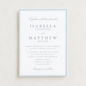 Elegant White Wedding Invitation with Blue Frame 招待状