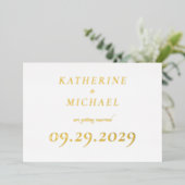 Elegant White Wedding Real Gold Foil Invitations 箔シーズンカード (立ち正面)