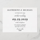 Elegant White Wedding Real Gold Foil Invitations 箔シーズンカード (裏面)