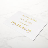 Elegant White Wedding Real Gold Foil Invitations 箔シーズンカード (回転した状態)