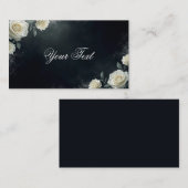 Elegant White Wedding Roses on Black Background 名刺 (正面/裏面)