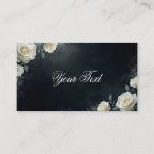 Elegant White Wedding Roses on Black Background 名刺 (正面)