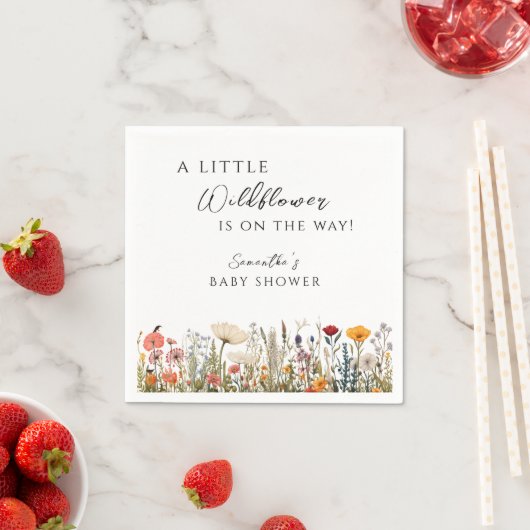 Elegant White Wildflower Bloom Baby Shower スタンダードカクテルナプキン (インサイチュ)