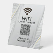Elegant Wifi QR Code Scan To Connect Silver Gold 台座サイン (正面)