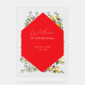 Elegant Wild Flower Blooming Wedding Welcome  アクリルサイン (正面)