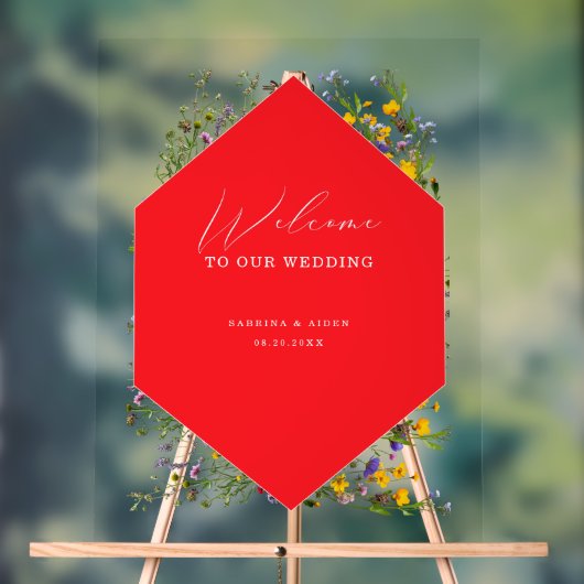Elegant Wild Flower Blooming Wedding Welcome  アクリルサイン (ニュートラル)