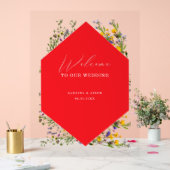 Elegant Wild Flower Blooming Wedding Welcome  アクリルサイン (ウェディング)