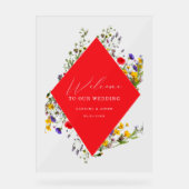 Elegant Wild Flower Blooming Wedding Welcome  アクリルサイン (正面)