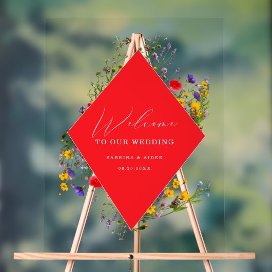 Elegant Wild Flower Blooming Wedding Welcome  アクリルサイン (ニュートラル)