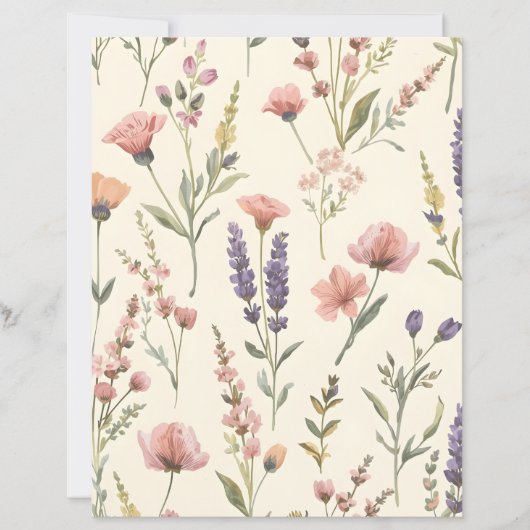 Elegant Wild flower Patterned Scrapbook Paper (正面)