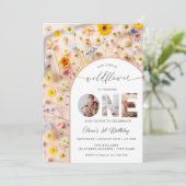 Elegant Wildflower 1st Birthday Photo 招待状 (スタンド正面)
